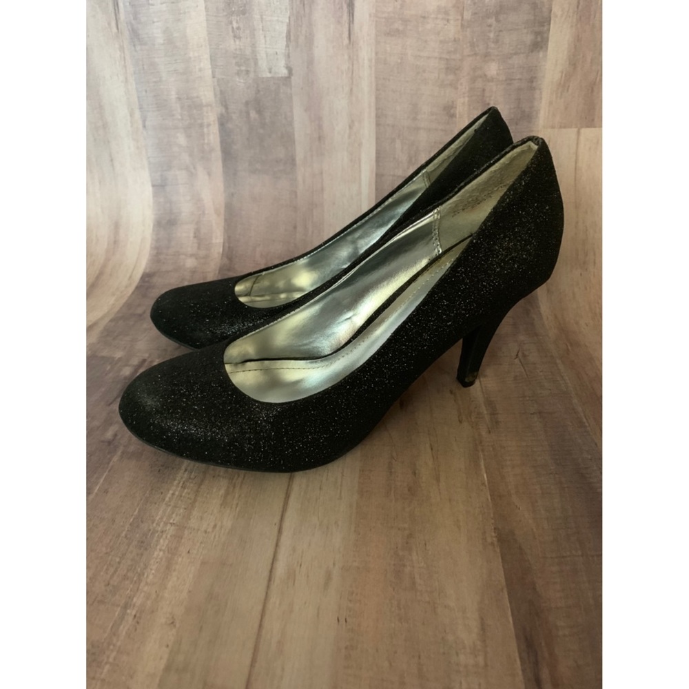 Bamboo Black Glitter Heels